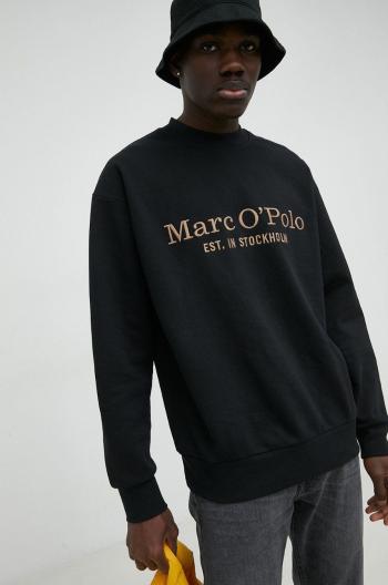 Bavlnená mikina Marc O'Polo pánska, čierna farba, s nášivkou