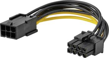 Akasa napájací prepojovací kábel [1x PCI-E zástrčka 6-pólová - 1x PCI-E zástrčka 8-pólová] 10.00 cm žltá, čierna