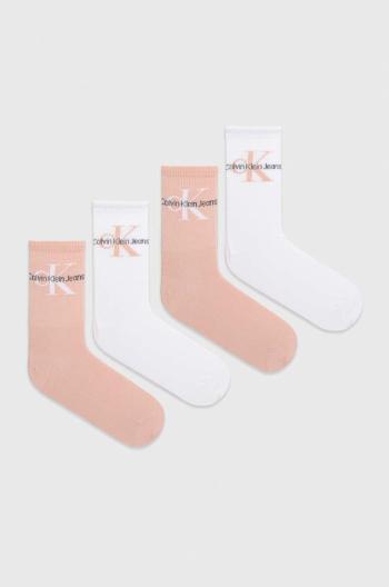 Ponožky Calvin Klein 4-pak dámske, ružová farba