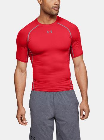 Sivo–červené pánske funkčné tričko s krátkym rukávom Under Armour