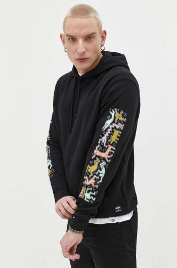 Mikina Billabong x Keith Haring pánska, čierna farba, s kapucňou, s potlačou