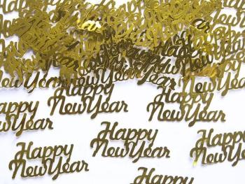 Šťastný nový rok - zlaté konfety 4x2 cm - Silvester - PartyDeco