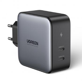 Ugreen Travel Wall sieťová nabíjačka 2x USB-C PD 100W, sivá (50327)