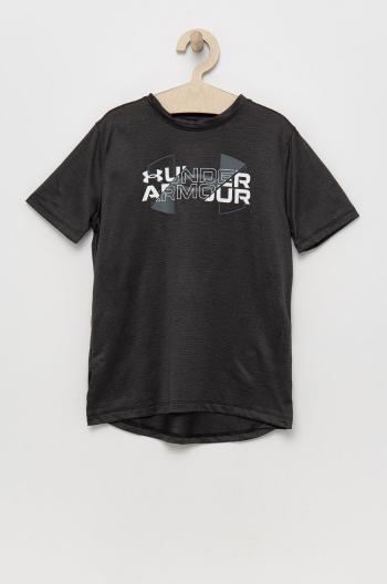 Detské tričko Under Armour 1361777 čierna farba, s potlačou
