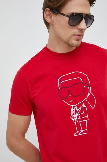 Tričko Karl Lagerfeld pánske, červená farba, vzorované