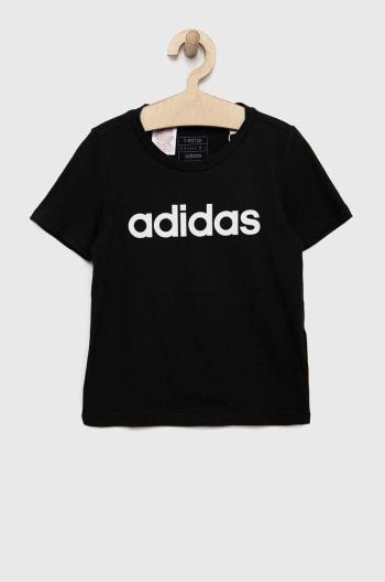 Detské bavlnené tričko adidas G LIN čierna farba