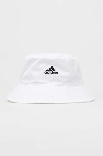 Bavlnený klobúk adidas biela farba, bavlnený