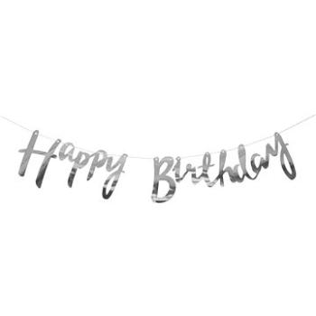 Girlanda narodeniny – Happy Birthday – strieborná 150 cm (5902934215367)