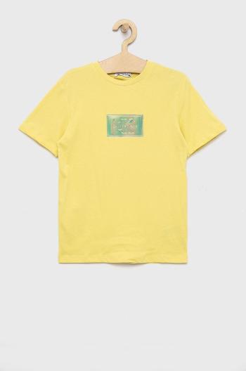 Detské bavlnené tričko Calvin Klein Jeans žltá farba,