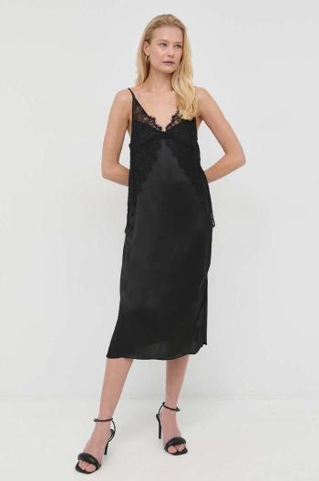 Šaty s prímesou hodvábu Marella čierna farba, mini, rovný strih