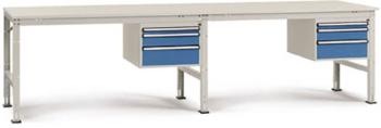 Manuflex AU5737.5007 Kompletný pracovný stôl základný a nástavec UNIVERSAL Standard s plastovou doskou, ŠxHxV = 4000 x 8