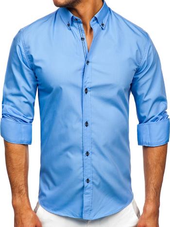 Modrá pánska košeľa s dlhými rukávmi Bolf 20720