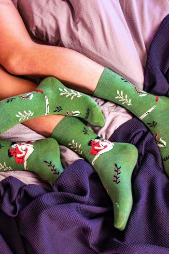 Zelené vzorované ponožky Romantika