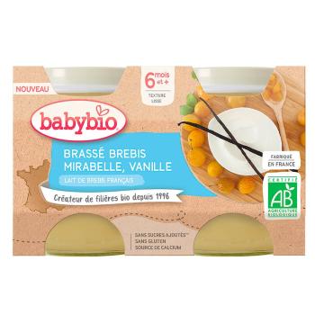 BABYBIO Brassé z ovčieho mlieka mirabelky vanilka 2x130 g