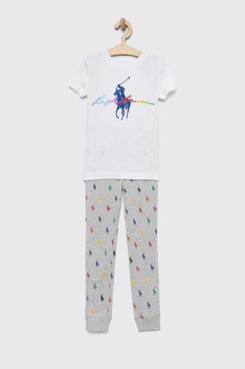 Detské bavlnené pyžamo Polo Ralph Lauren šedá farba, vzorovaná