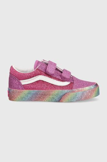 Detské tenisky Vans UY Old Skool V GLIT MULTI fialová farba