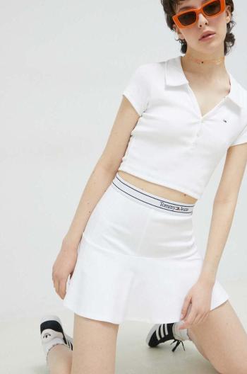 Sukňa Tommy Jeans biela farba, mini, áčkový strih