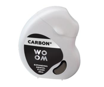 WOOM Carbon+ Expandujúca čierna zubná niť 30 m