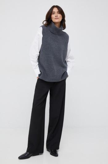 Vlnený sveter Mos Mosh Zahra dámsky, šedá farba, s rolákom