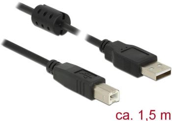 Delock #####USB-Kabel USB 2.0 #####USB-A Stecker, #####USB-B Stecker 1.50 m čierna s feritovým jadrom