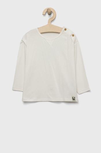 Detské tričko s dlhým rukávom United Colors of Benetton biela farba, jednofarebný