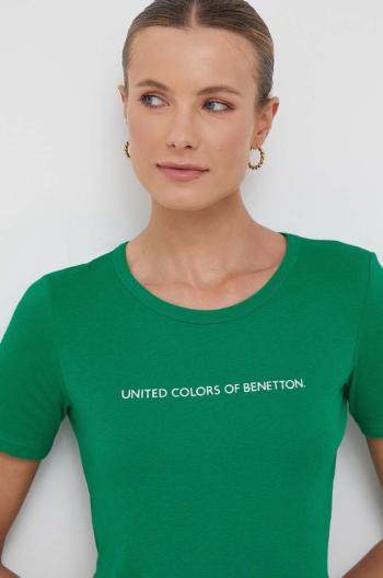 Bavlnené tričko United Colors of Benetton zelená farba