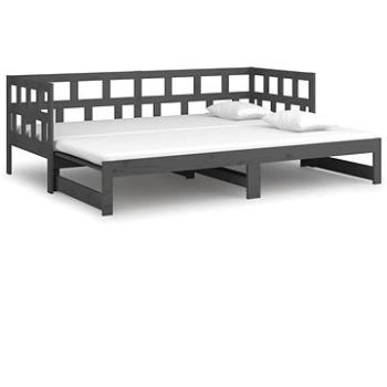 Výsuvná posteľ sivá masívna borovica 2× (80 × 200) cm , 820229
