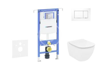 GEBERIT - Duofix Modul na závesné WC s tlačidlom Sigma30, biela/lesklý chróm + Ideal Standard Tesi - WC a doska, Aquablade, SoftClose 111.355.00.5 NU5