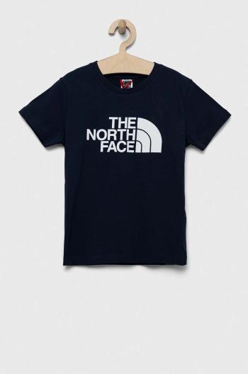 Detské bavlnené tričko The North Face tmavomodrá farba, s potlačou