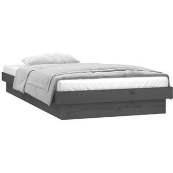 Rám postele s LED sivý 75 × 190 cm Small Single masívne drevo, 819999
