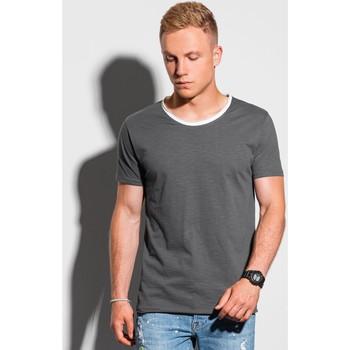 Ombre  Tričká s krátkym rukávom Pánske tričko bez potlače - grafitová S1385  viacfarebny