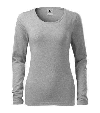 MALFINI Dámske tričko s dlhým rukávom Slim - Tmavošedý melír | L