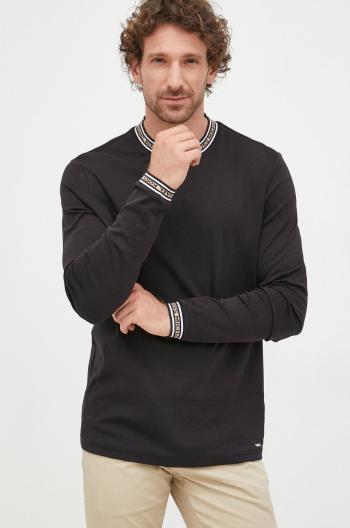 Bavlnené tričko s dlhým rukávom Michael Kors čierna farba, s potlačou