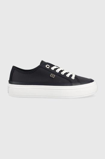 Tenisky Tommy Hilfiger ESSENTIAL VULC CANVAS dámske, tmavomodrá farba, FW0FW07459