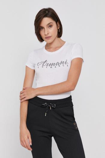 Bavlnené tričko Armani Exchange biela farba,