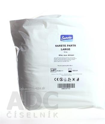 Sanete Pants - Nohavičky plienkové inkontinenčné Large, savosť 1260 ml, obvod pása 90-125 cm, 1x10 ks