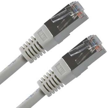 Síťový LAN kábel FTP patchcord, Cat.5e, RJ45 samec - RJ45 samec, 25 m, tienený, sivý, economy