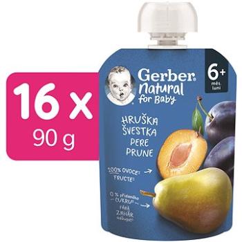 GERBER Natural kapsička hruška a slivka 16× 90 g (8445290359872)