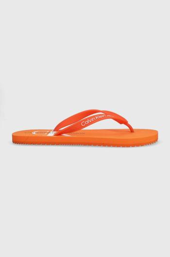 Žabky Calvin Klein Jeans BEACH SANDAL MONOGRAM TPU pánske, oranžová farba