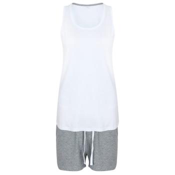 Towel City Dámske krátke pyžamo v sade - Biela / šedý melír | L