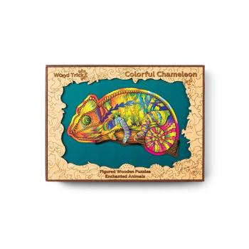 Farebné drevené puzzle - chameleón wooden chameleon 