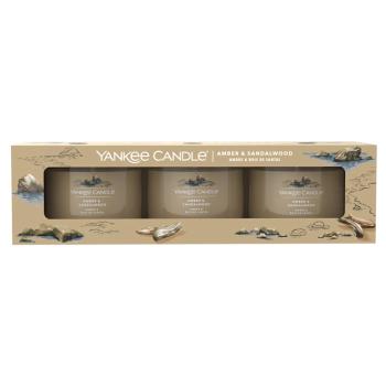 YANKEE CANDLE Votívna sviečka Amber & Sandalwood 3 x 37 g
