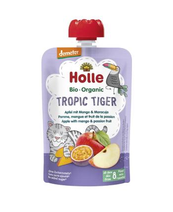 3x HOLLE Tropic Tiger Bio ovocné pyré jablko, mango a maracuja, 100 g (8 m+)