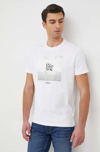 Bavlnené tričko Pepe Jeans Alfred biela farba, s potlačou