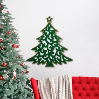 Vianočná dekorácia - vianočný strom - 39 x 45 cm - zelená / zlatá