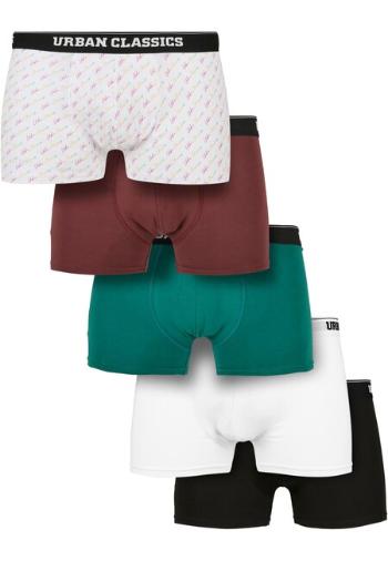 Urban Classics Organic Boxer Shorts 5-Pack scrpt clrfl+chry+trgrn+wht+blk - XL