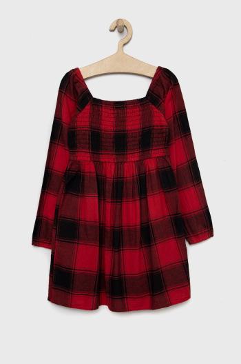 Dievčenské bavlnené šaty GAP červená farba, mini, áčkový strih
