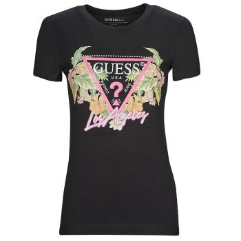 Guess  SS CN TRIANGLE FLOWERS TEE  Tričká s krátkym rukávom Čierna