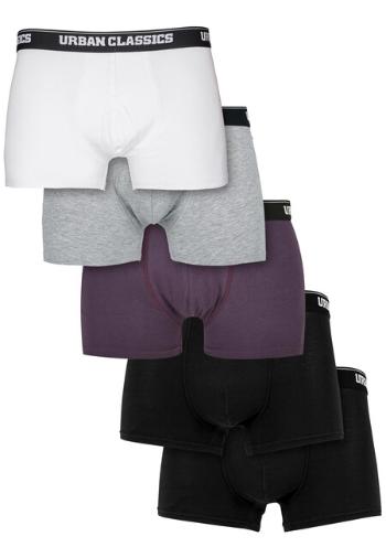 Urban Classics Organic Boxer Shorts 5-Pack purplenight+grey+wht+blk+blk - M