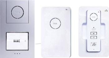 m-e modern-electronics 41054 domovej telefón DECT, bezdrôtový kompletný set pre 1 domácnosť biela, strieborná